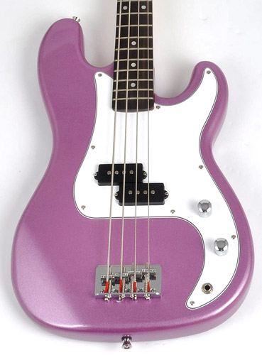 Left Handed 3/4 Size Beginner Bass Guitar Package Purple w/Free Amp Bag Strap and Cord SX Ursa 1 JR MPP 