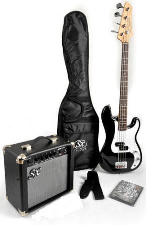 SX Ursa 1 JR RN PK Black 3/4 Bass Guitar Package