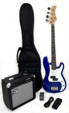 3/4 Size Beginner Bass Guitar Package Black w/Amp Bag Strap & Cord SX Ursa 1 JR RN BK 
