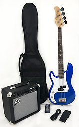 SX Ursa 1 JR RN PK EB Left Handed Electric Blue 3/4 Bass Guitar Pack