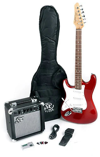 SX RST 3/4 CAR Left Handed Short Scale Red Guitar Pack