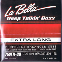 LaBella 760FS-CB Extra Long Flatwound Bass Strings, 6-String Set, Extra Long Scale