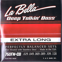 LaBella 760FS-CB Extra Long Flatwound Bass Strings, 6-String Set, Extra Long Scale