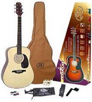 SX DG1K Acoustic Guitar Package Nat at HomeOld